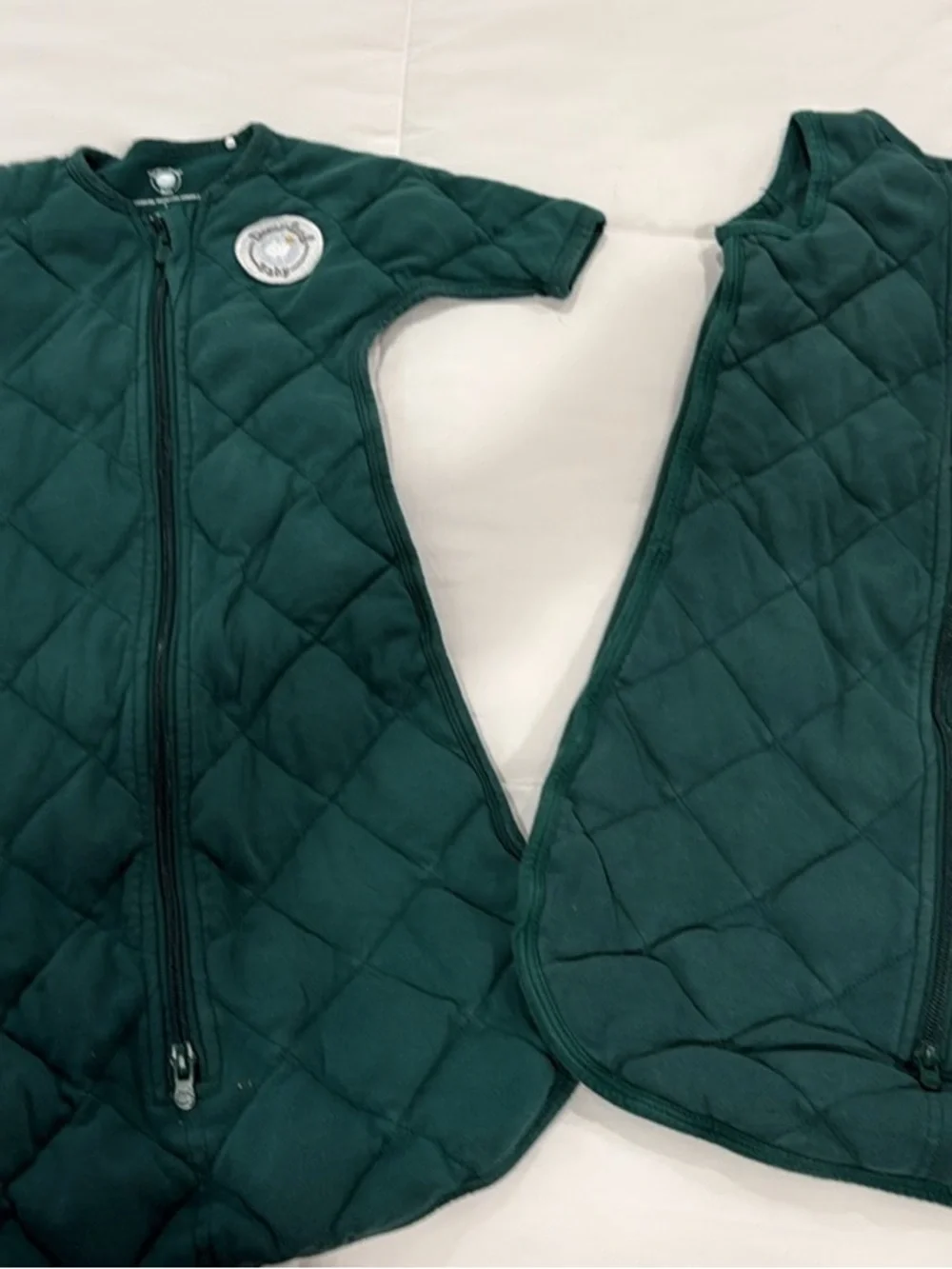 Quilted Kids Sleep Sack in Forest Green with Front Zip